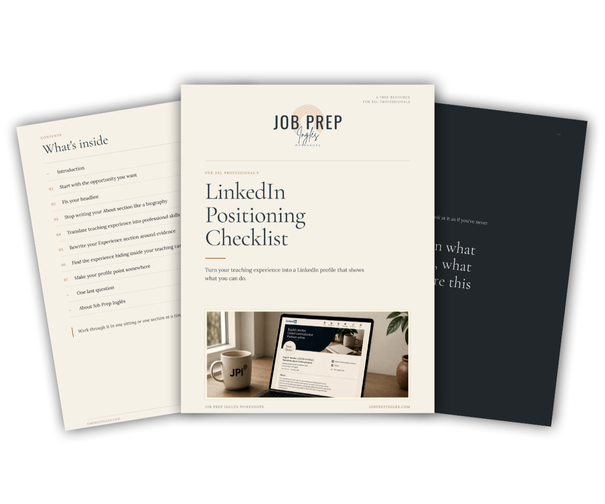 The ESL Professional's LinkedIn Positioning Checklist Free LinkedIn positioning checklist for ESL professionals by Job Prep Inglés